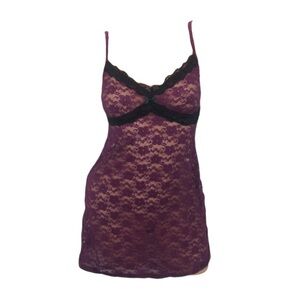 George Purple Lace Chemise with Black Trim